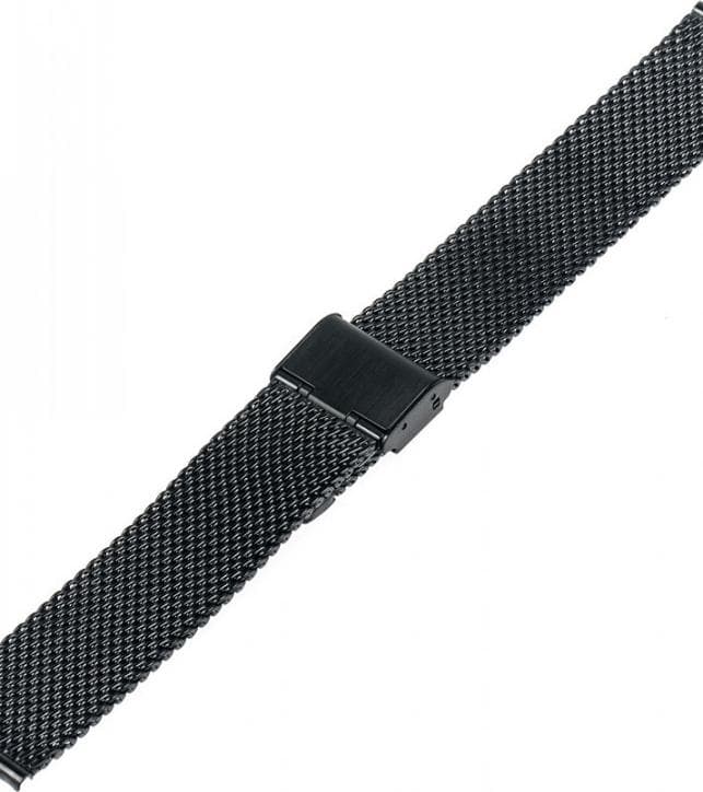 Dây đeo đồng hồ kim loại dạng bấm khóa thép không gỉ Size20mm 22mm Đen 20mm