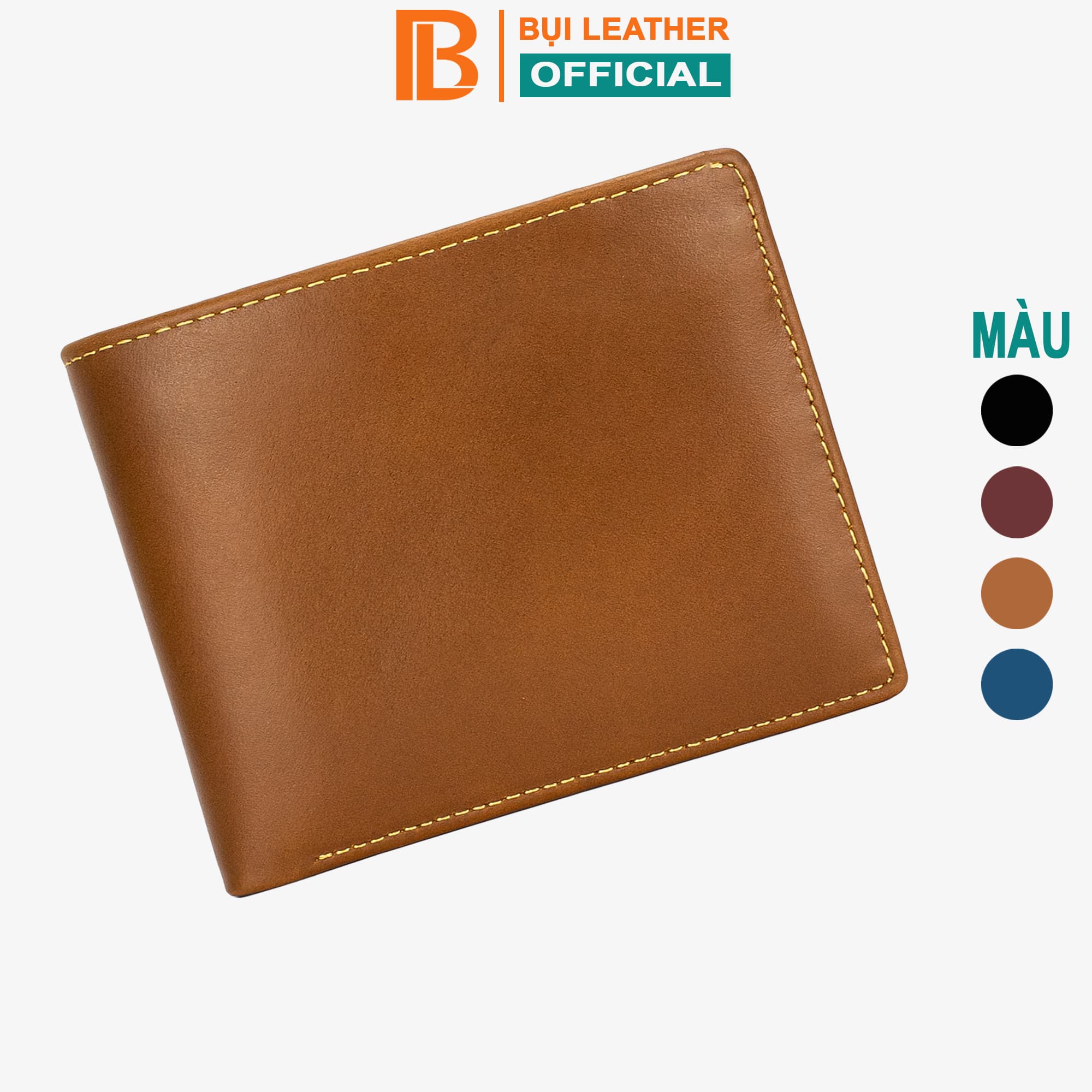 Ví nam bóp nam da bò Nappa Bụi Leather V101 Ngang nâu bò