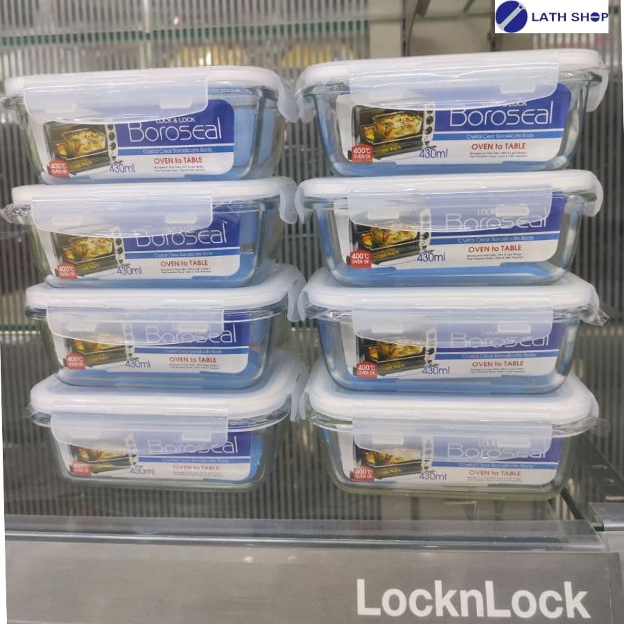 Bộ 8 Hộp thủy tinh chữ nhật Lock&Lock 430ml LLG424