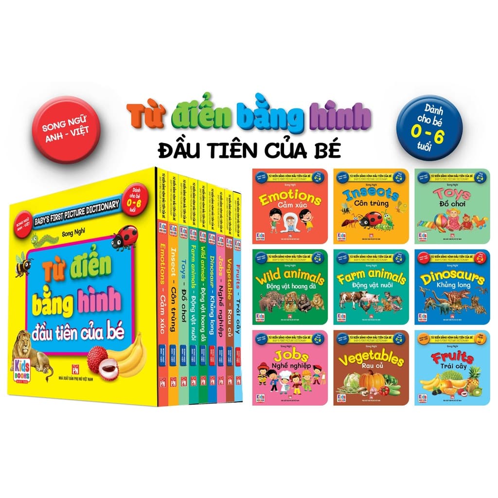 Trọn Bộ 9 Cuốn Từ Điển Bằng Hình Đầu Tiên Của Bé Từ 0 6 tuổi Song Ngữ Anh Việt VT