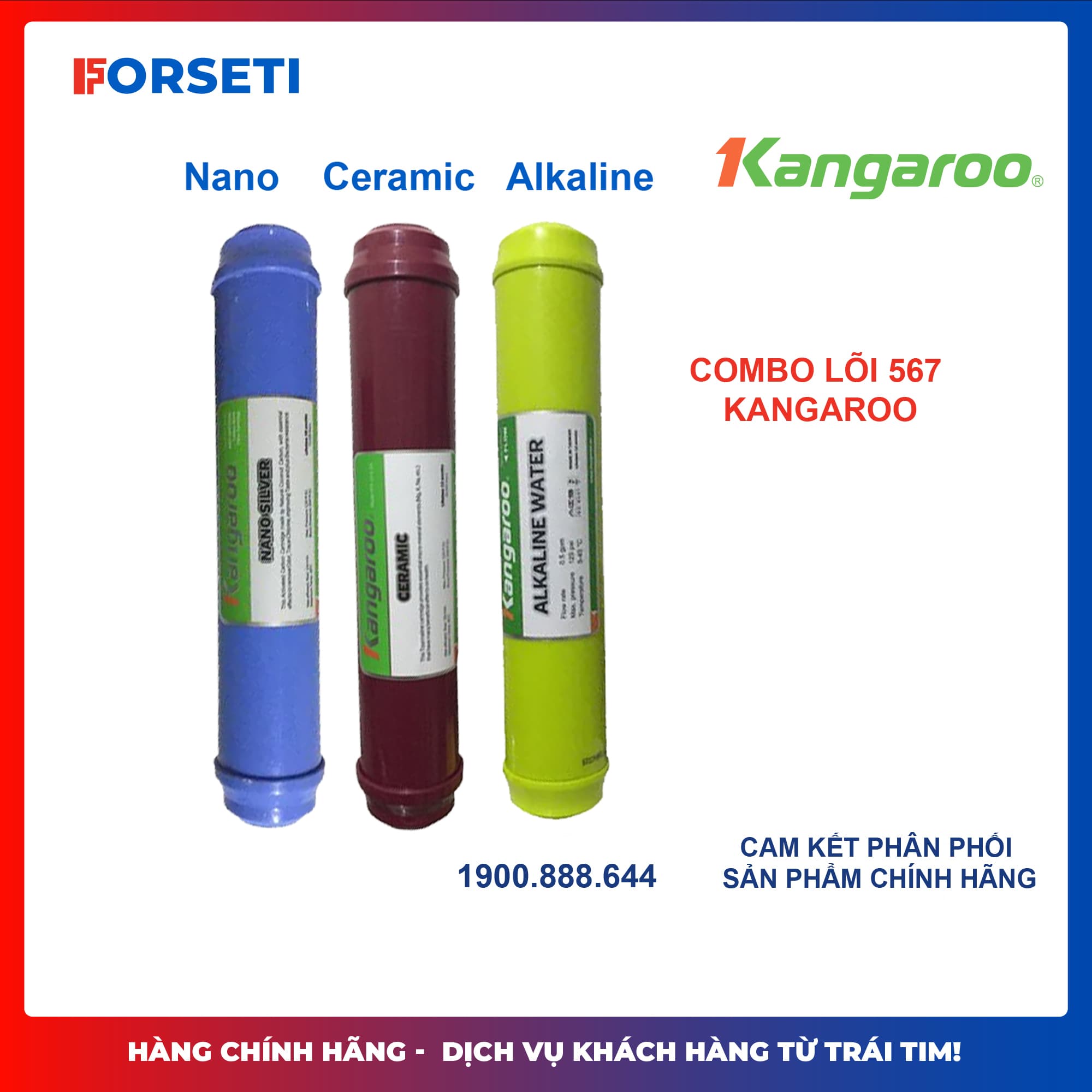 Combo 3 lõi lọc tạo khoáng Kangaroo 567 Nano Ceramic Alkaline