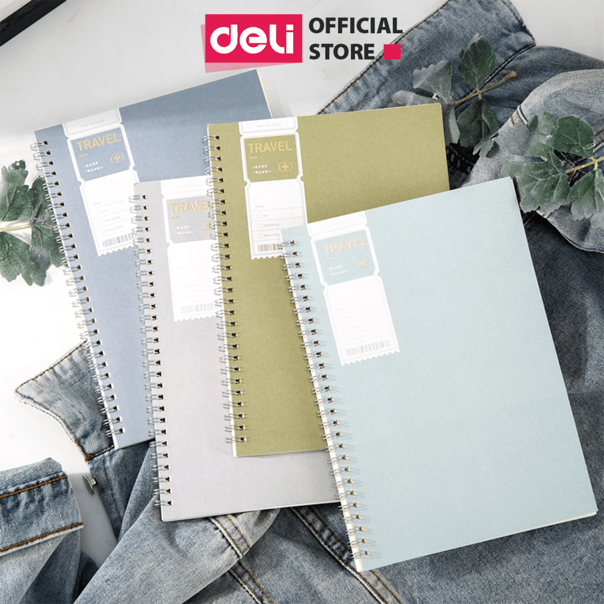 Sổ Tay Ghi Chép Lò Xo Kẻ Ngang A5 Gáy Xoắn 120 Trang Deli Phù Hợp Làm Sổ Kế Hoach Planner Viết Nhật Kí Tập Vở Học Sinh Sổ Tay Văn Phòng Màu Ngẫu Nhiên LA560 ELA560 LPA560 Bìa Travel LA560 N06