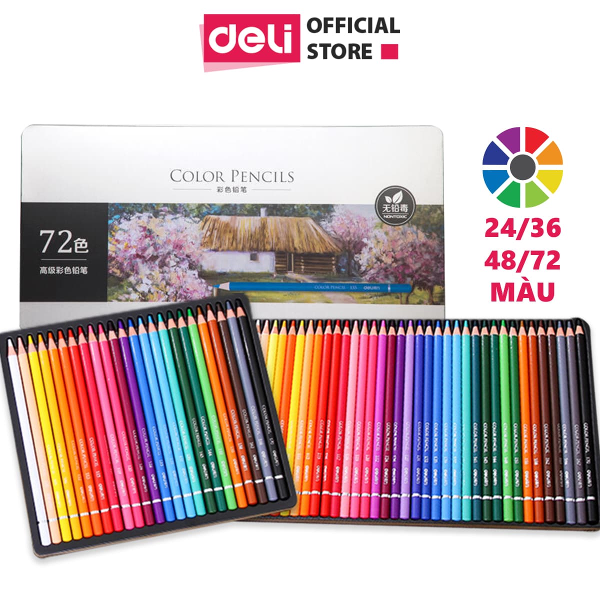 Bút chì màu gốc dầu cao cấp Deli 6565 6566 6567 36 màu 6566
