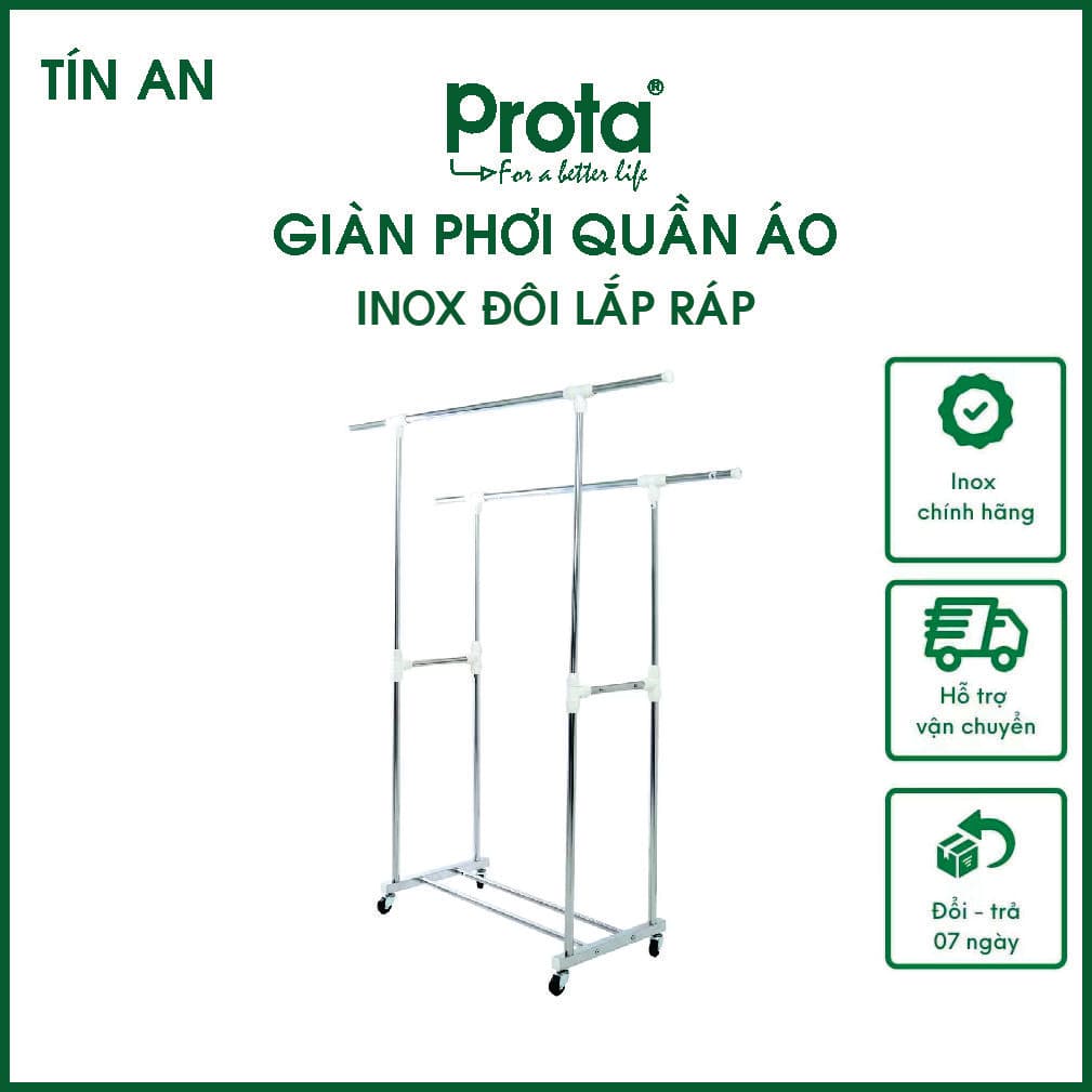 Giàn Phơi Quần Áo Inox Đôi Di Động Cao Cấp Prota 170 x 165cm