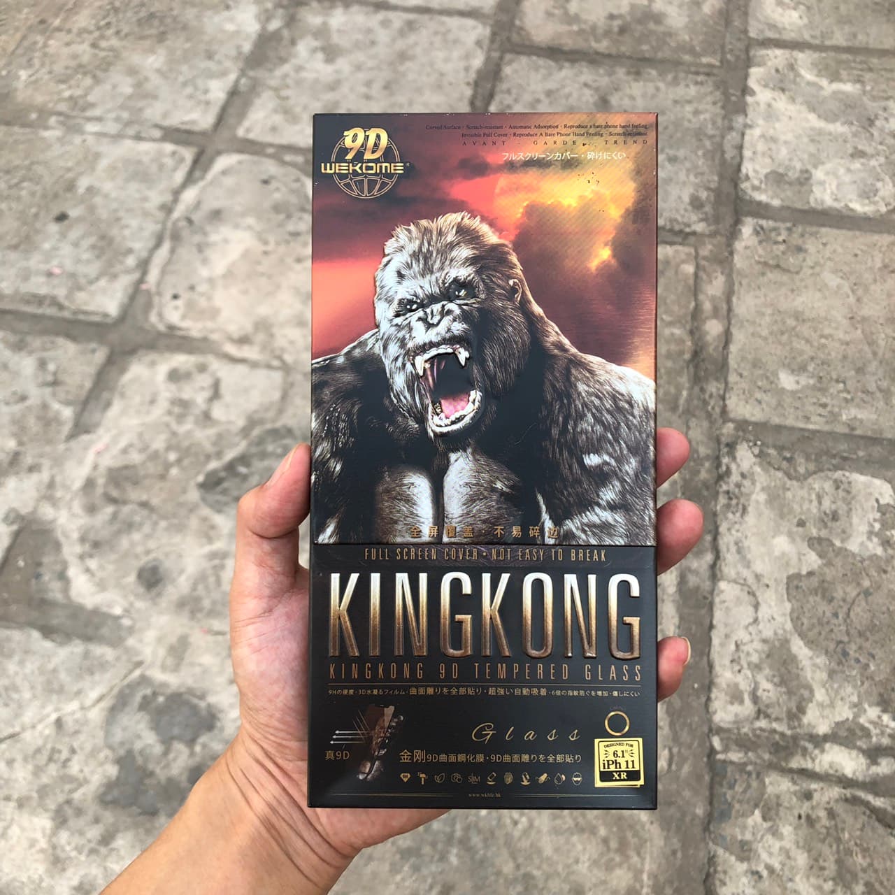 Kính Cường Lực KingKong 9D Trong Suốt Dành Cho iPhone Full Hộp Sắt Cao Cấp Dán Full Màn Xr11