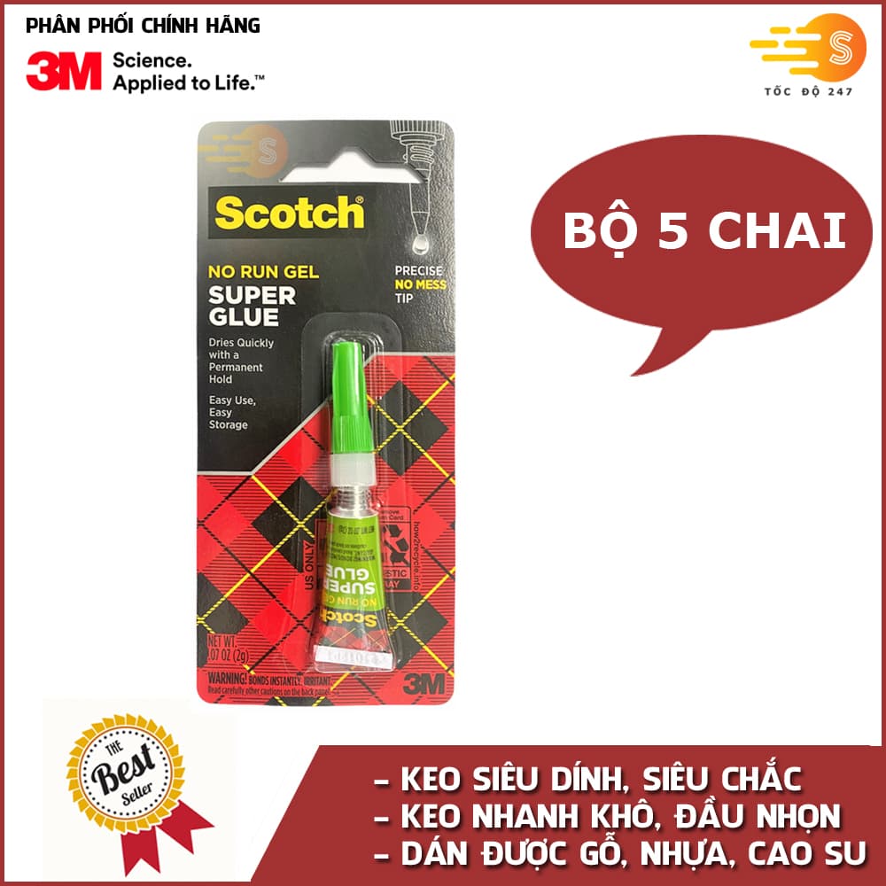 Bộ 5 chai keo dán giày gỗ nhựa đa năng siêu dính 3M Scotch AD113
