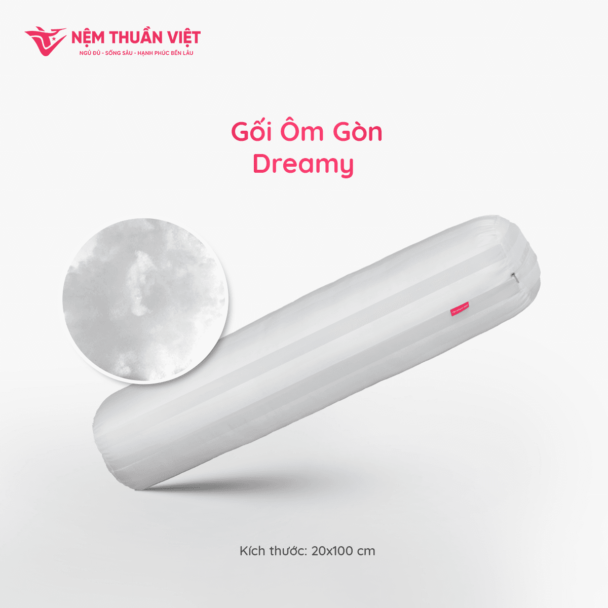 Ruột Gối Ôm Gòn Thuần Việt Sợi Gòn Cao Cấp Êm Ái Kích Thước 20x100 1 gối