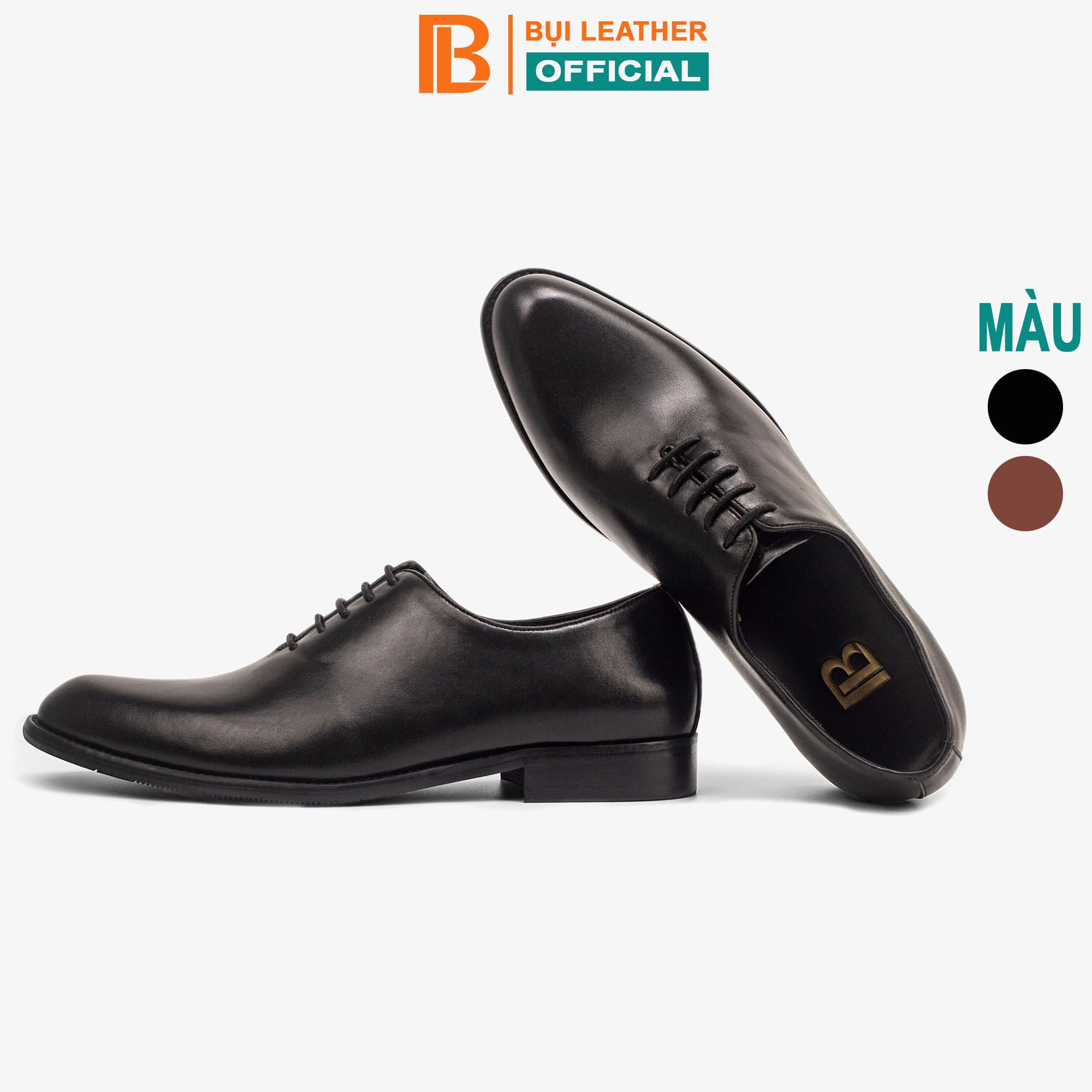 Giày da nam giày oxford công sở Bụi Leather G101 Da bò Nappa cao cấp Đen 40